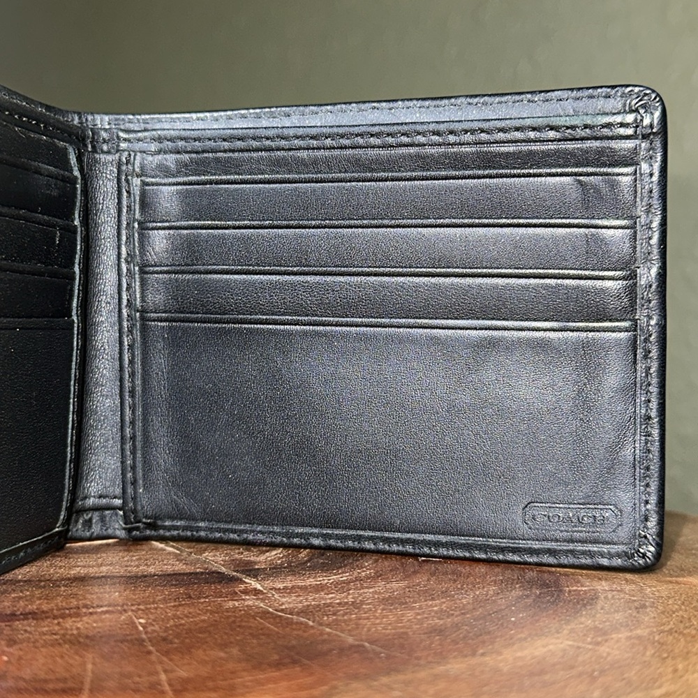 COACH Signature Embossed Leather Bifold Wallet - Picture 10 of 13